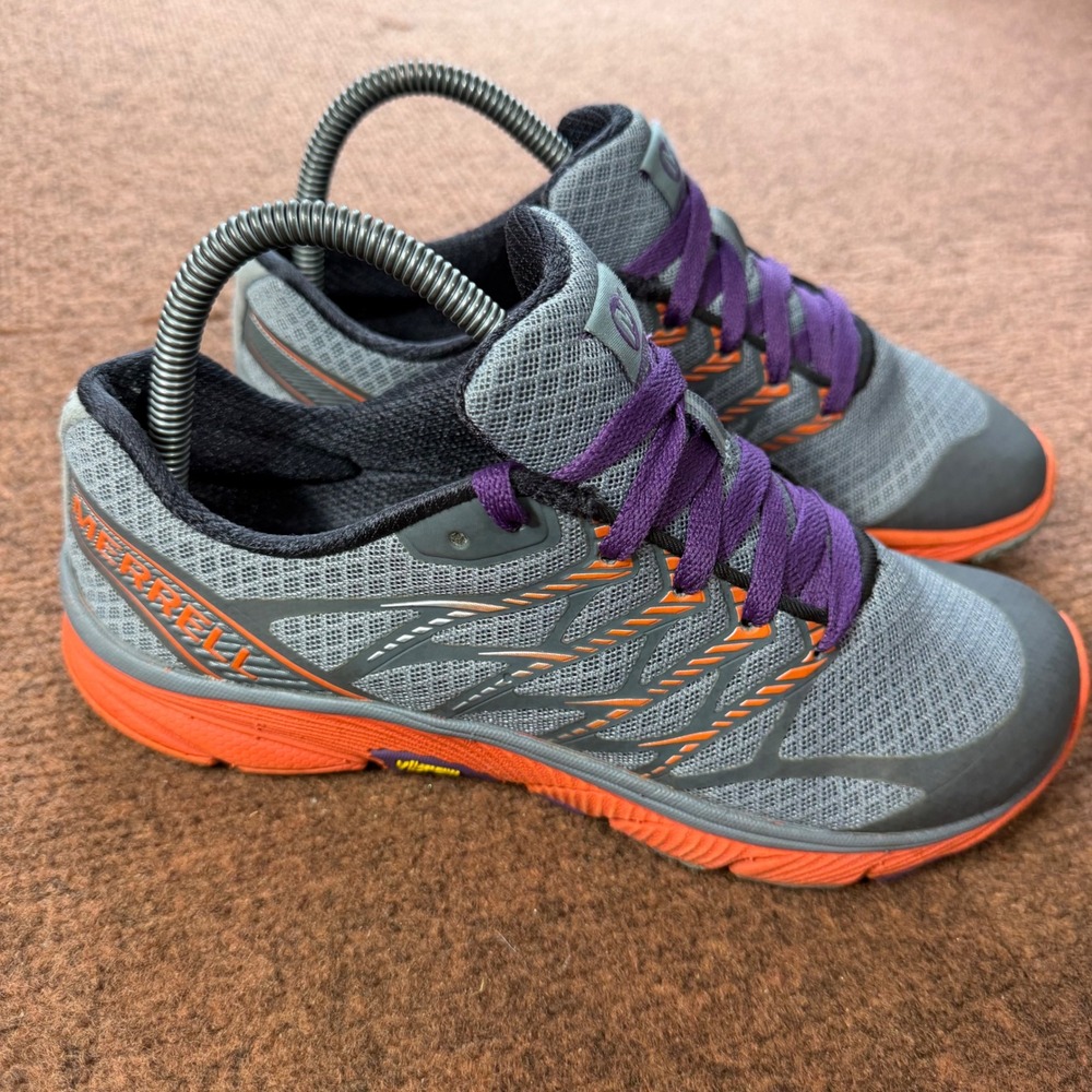 A- Merrell Bare Access Ultra Womens 7.5 Trail Running Shoes Gray Orange J01648